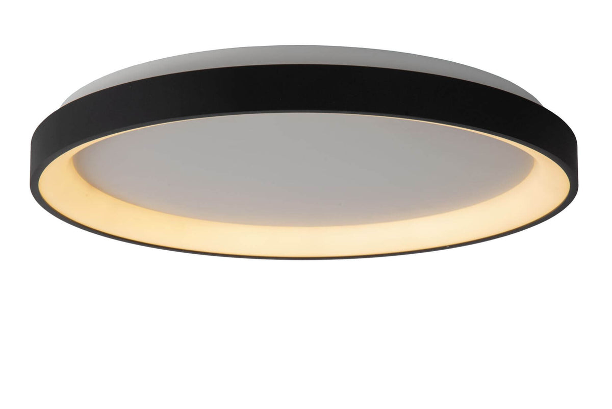 Plafonnier Vidal noir et opale, Ø 48 cm