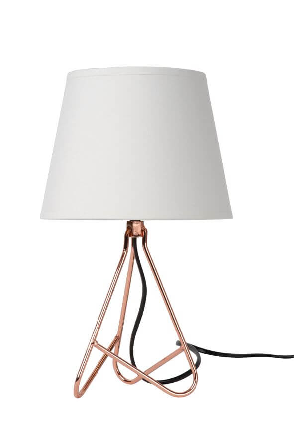 Lampe à poser Gitta cuivrée et blanche, coton