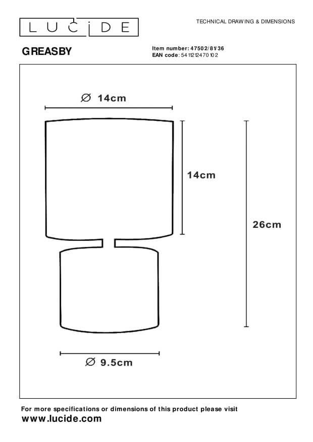 Lampe à poser Greasby grise, coton