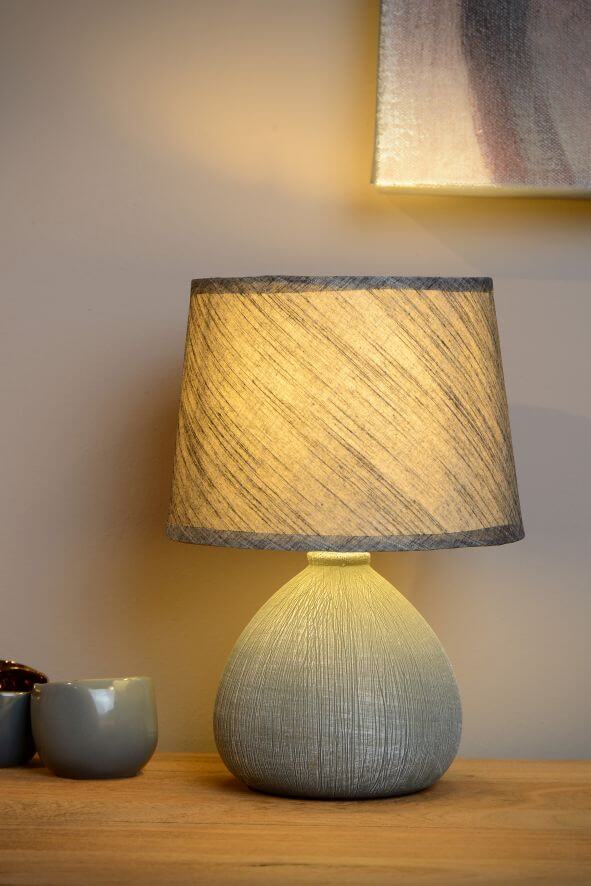 Lampe à poser Ramzi grise, coton