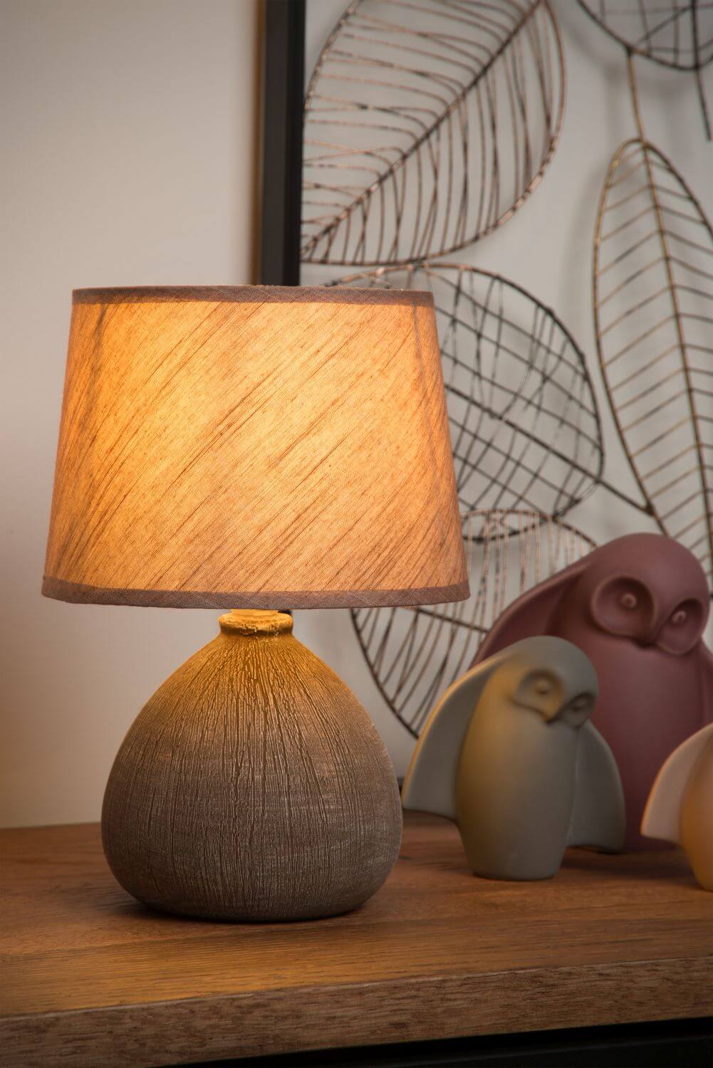 Lampe à poser Ramzi marron, coton