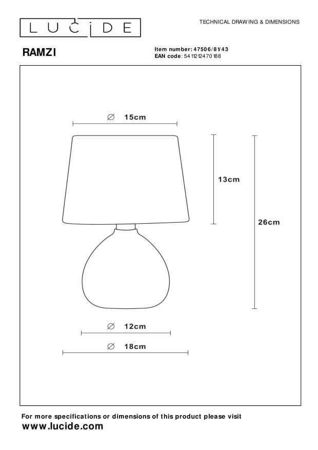 Lampe à poser Ramzi marron, coton