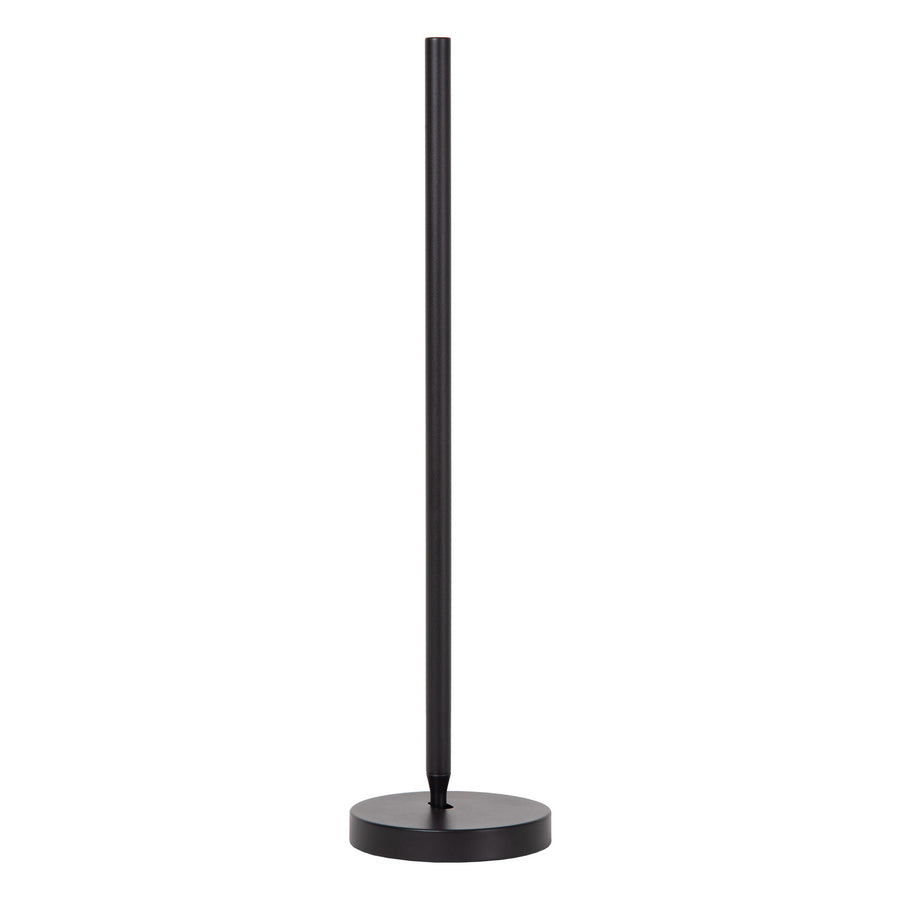 Lampe éteinte de face, tige cylindrique noire mate sur base plate
