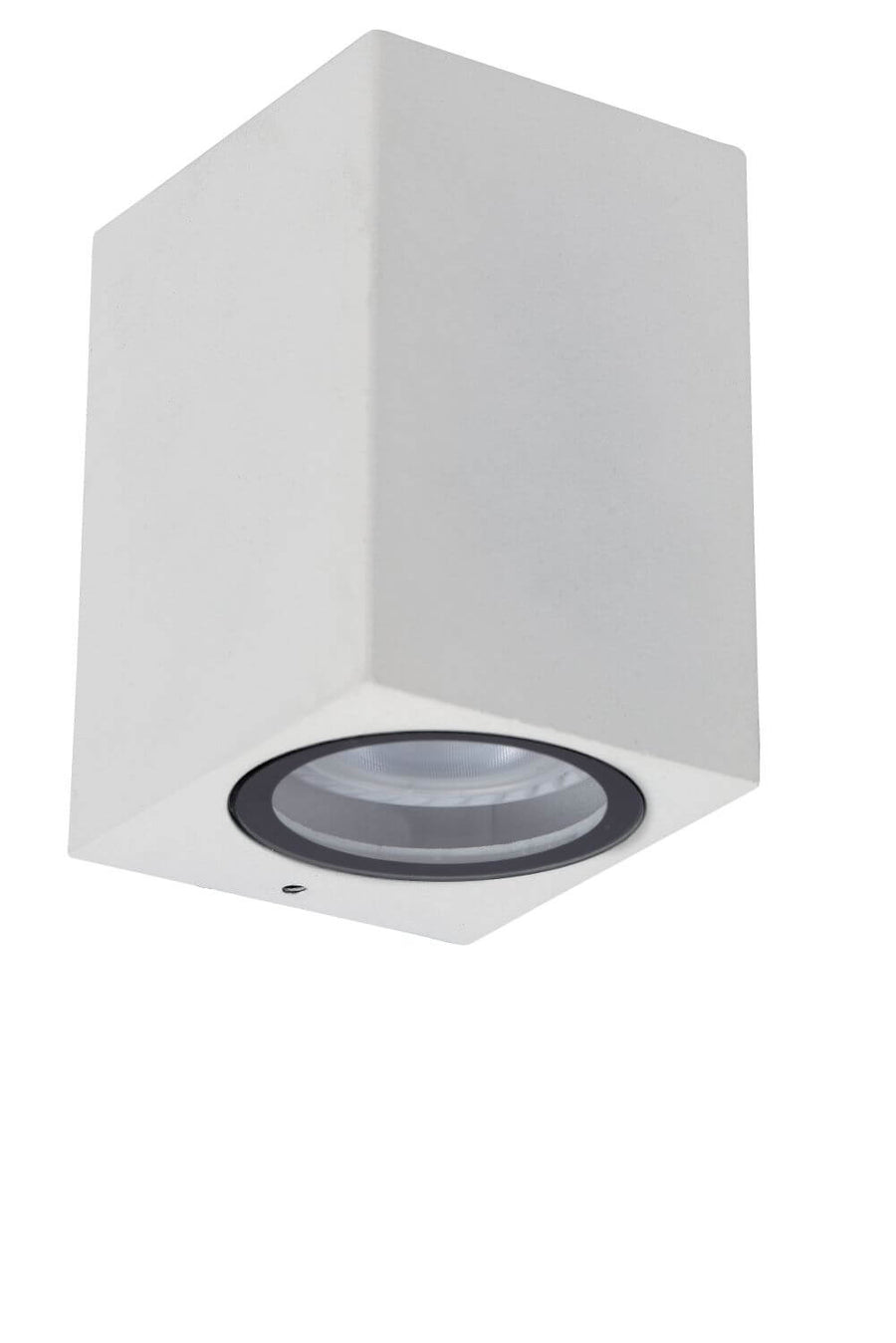 Même applique blanche de trois quarts, sans éclairage, sur fond blanc.