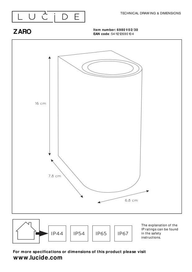 Applique extérieure Zaro 2 lumières noire (69801/02/30)