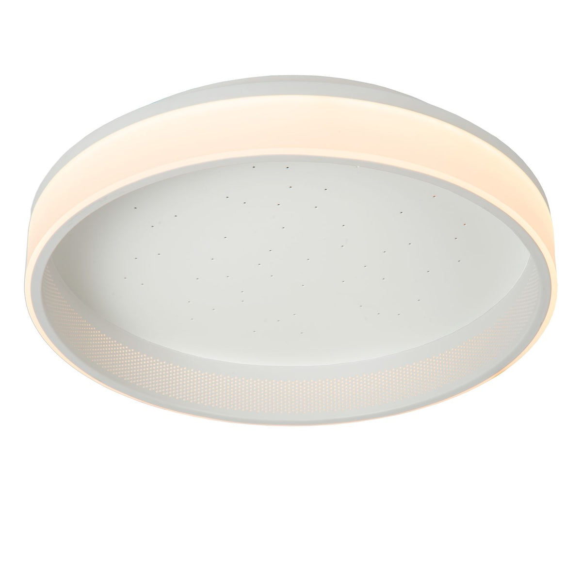 Produit éteint vu de face sur fond blanc, diffuseur percé de petits points