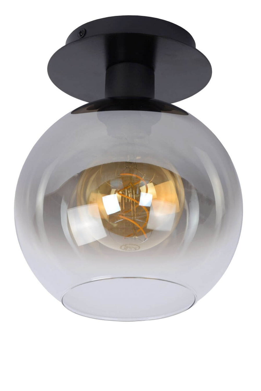 Plafonnier Marius noir et fumé, verre