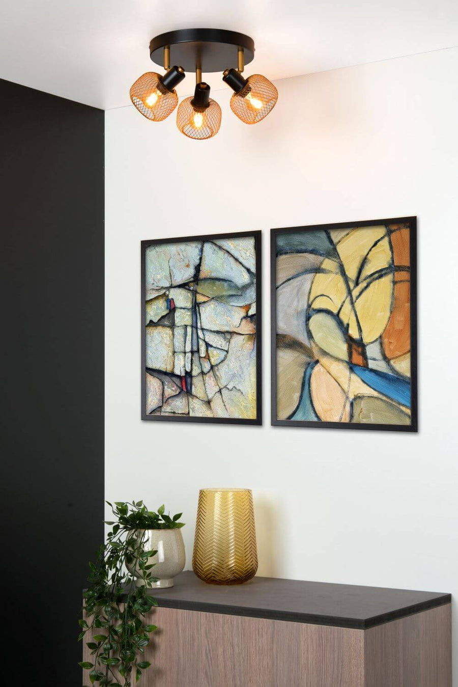 Plafonnier Maren 3 lumières doré mat et noir