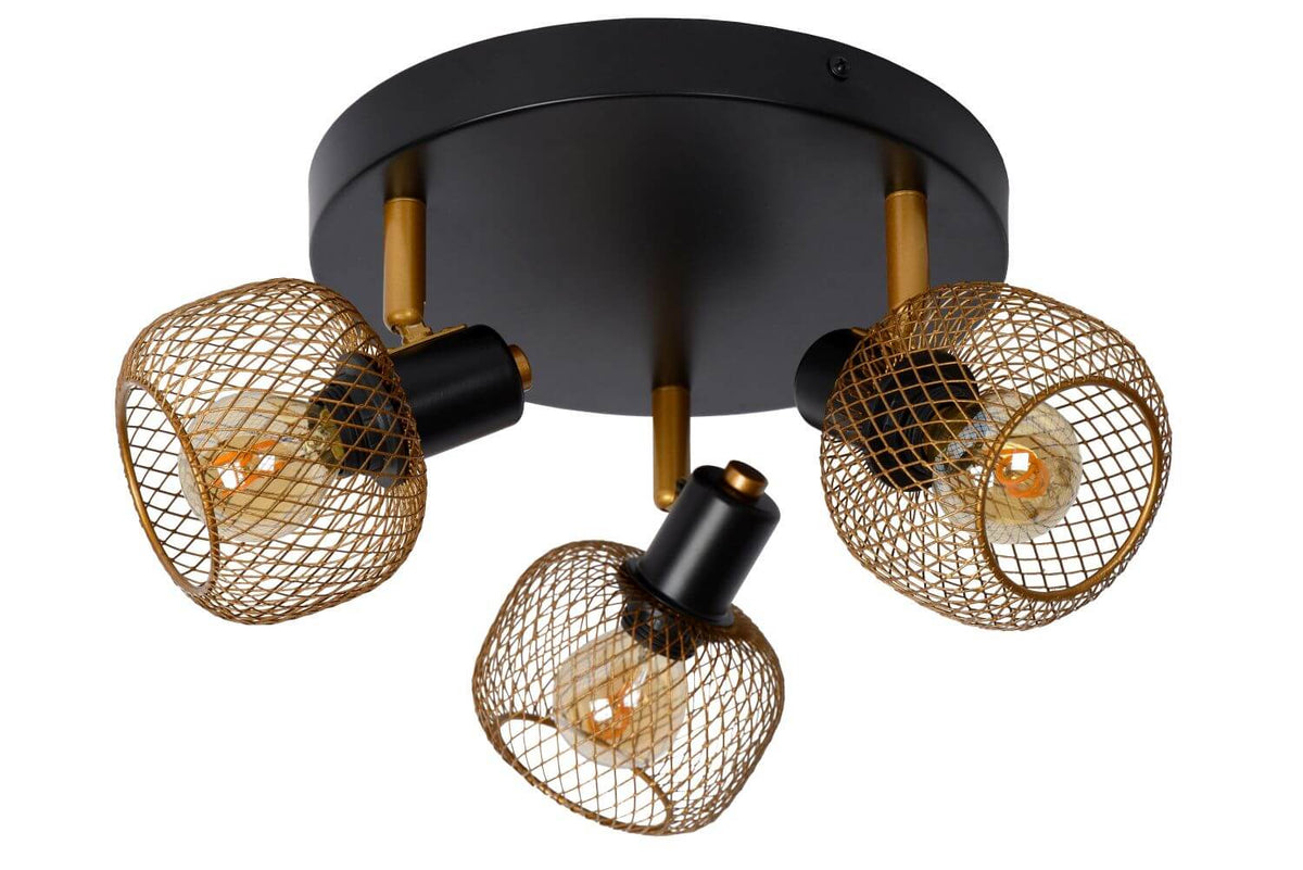 Plafonnier Maren 3 lumières doré mat et noir