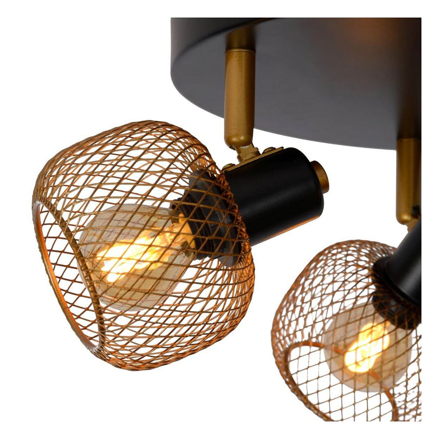 Plafonnier Maren 3 lumières doré mat et noir