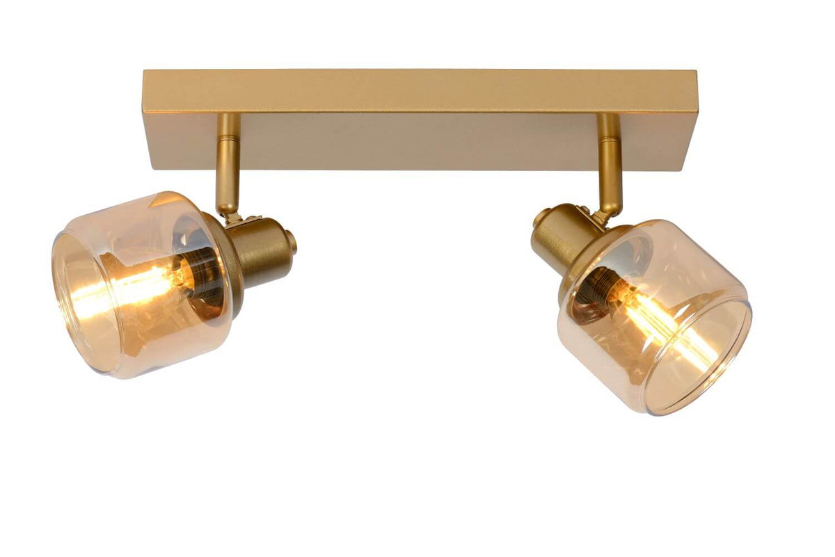 Plafonnier Bjorn 2 lumières doré mat, verre