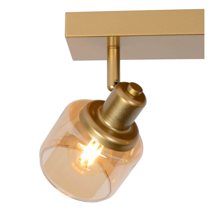 Plafonnier Bjorn 2 lumières doré mat, verre