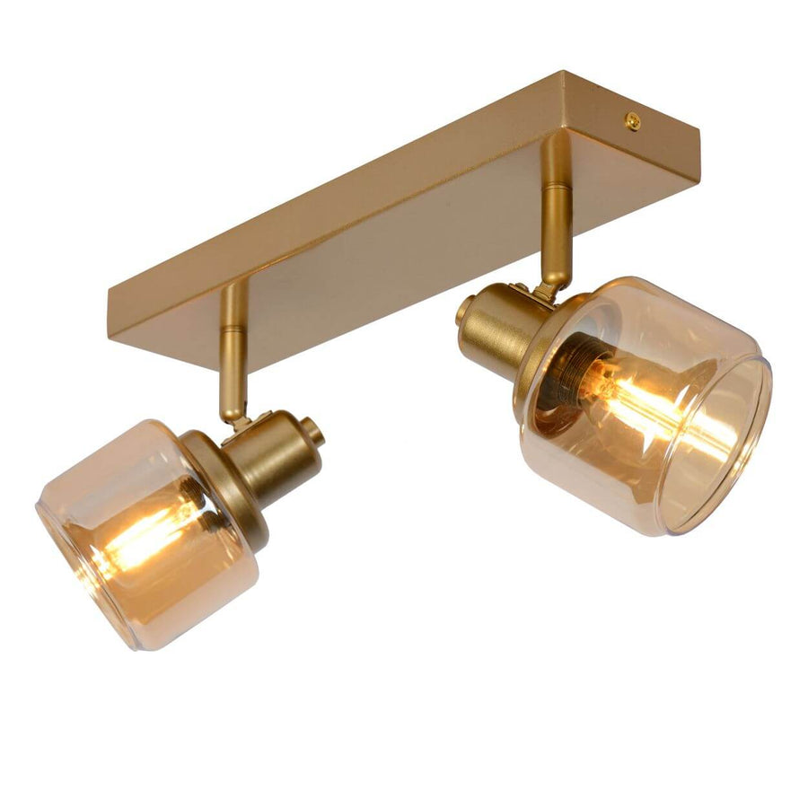 Plafonnier Bjorn 2 lumières doré mat, verre