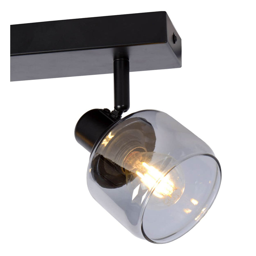 Plafonnier Bjorn 2 lumières noir et fumé, verre