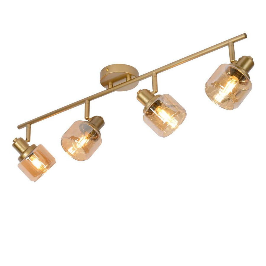 Plafonnier Bjorn 4 lumières doré mat, verre