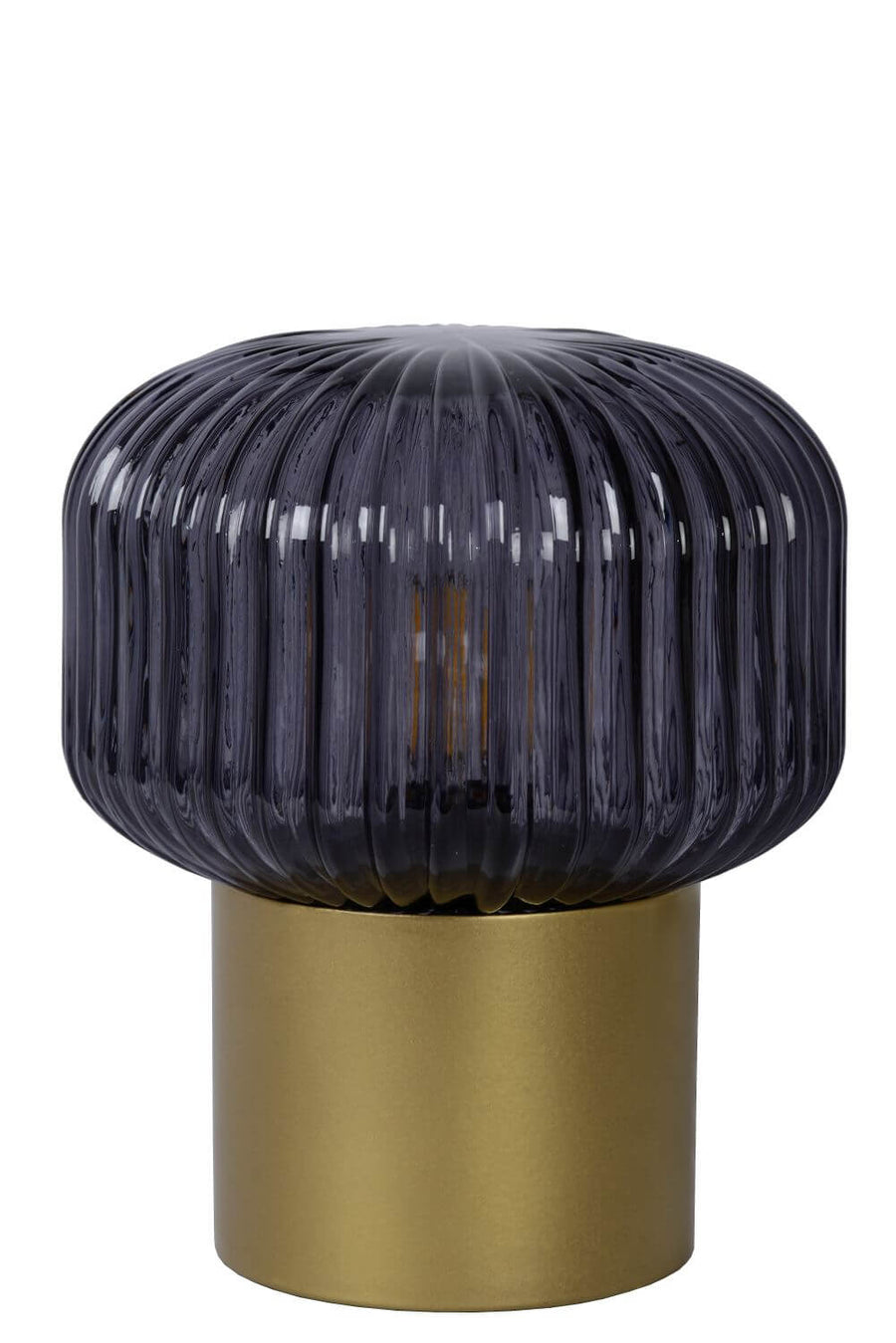 Lampe à poser Jany dorée mat et fumée, verre