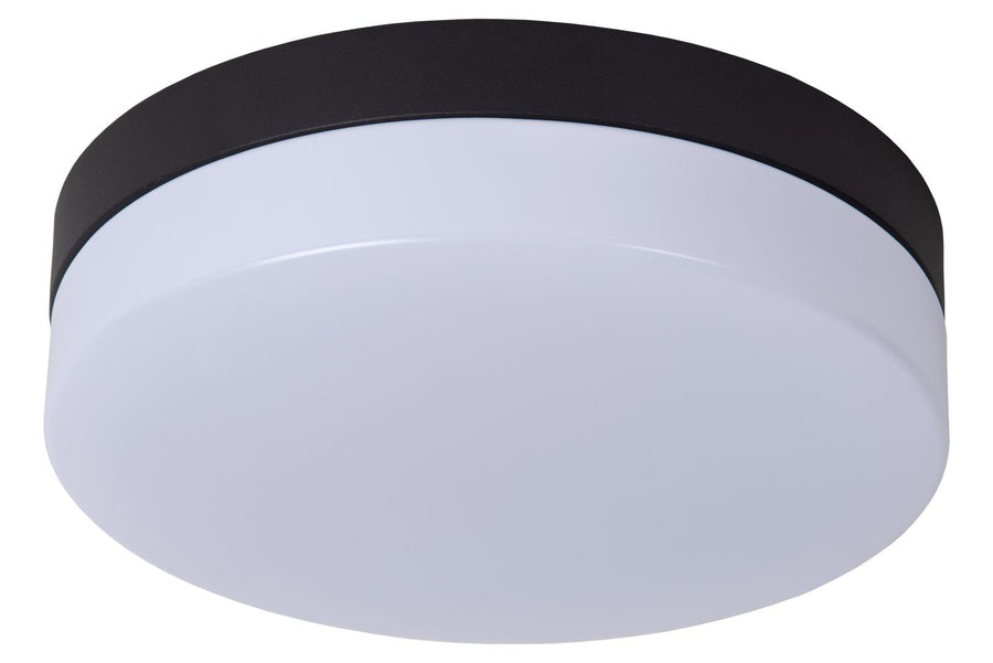 Plafonnier Biskit noir et opale, Ø 23 cm