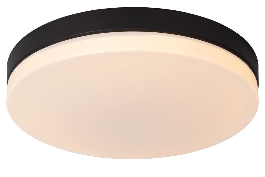 Plafonnier Biskit noir et opale, Ø 40 cm
