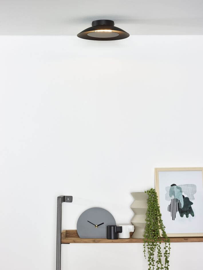 Plafonnier Foskal noir, Ø 21,5 cm