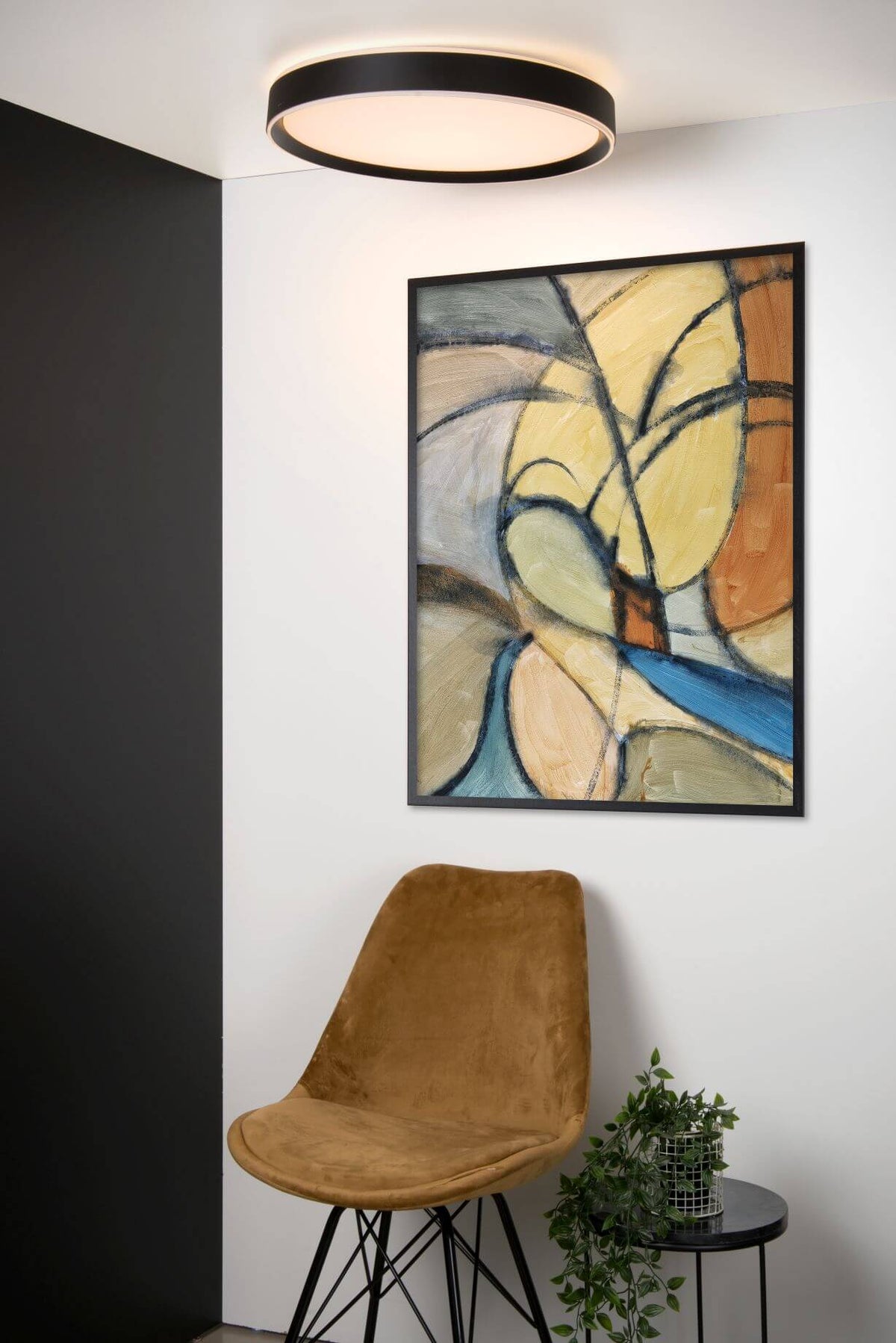 Plafonnier Nuria noir, Ø 50 cm