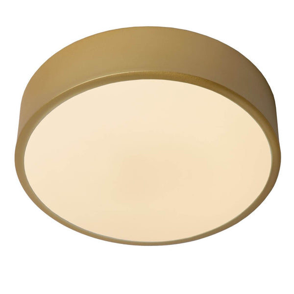 Plafonnier Unar doré mat et opale, Ø 20 cm