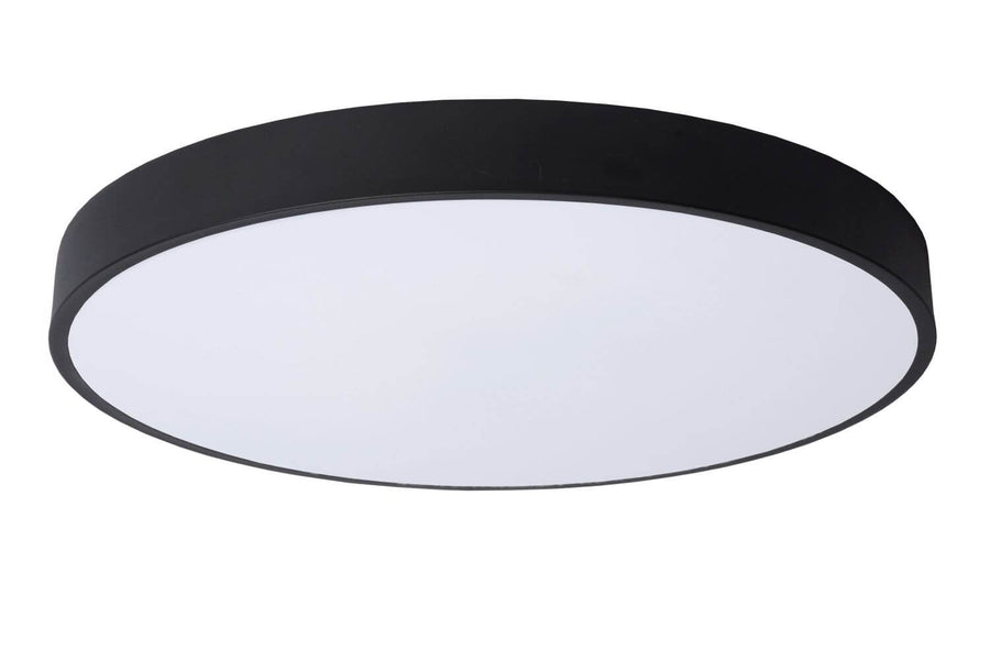Plafonnier Unar noir et opale, Ø 50 cm