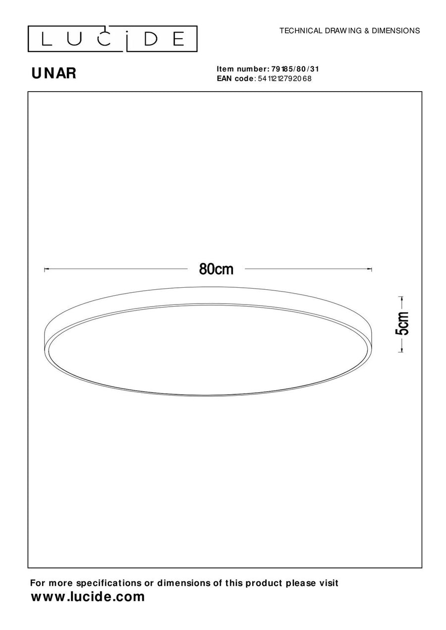 Plafonnier Unar blanc, Ø 80 cm