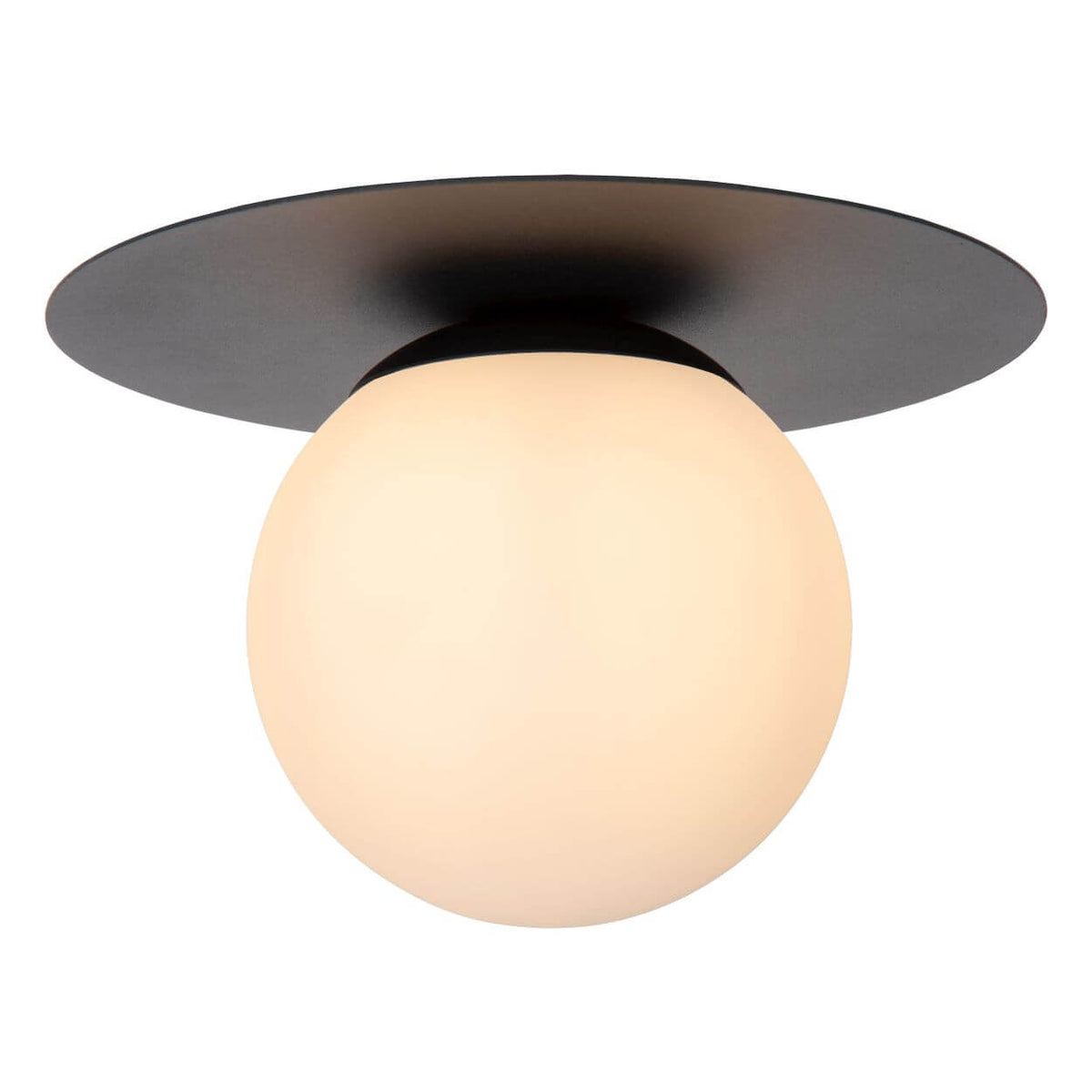 Plafonnier Tricia noir et opale, verre
