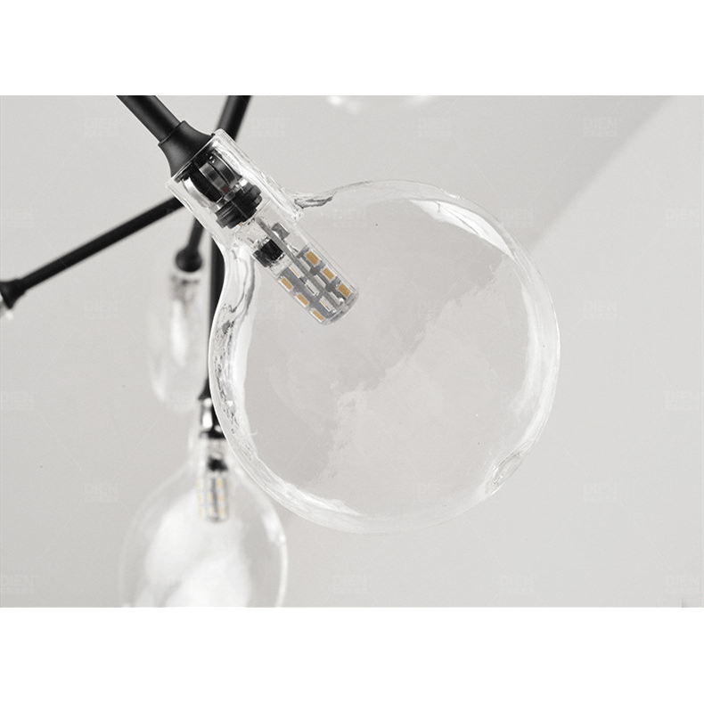 Luminaire Contemporain Noir | Éclat Sombre - Designix Lustre 9 Têtes | 42x53cm