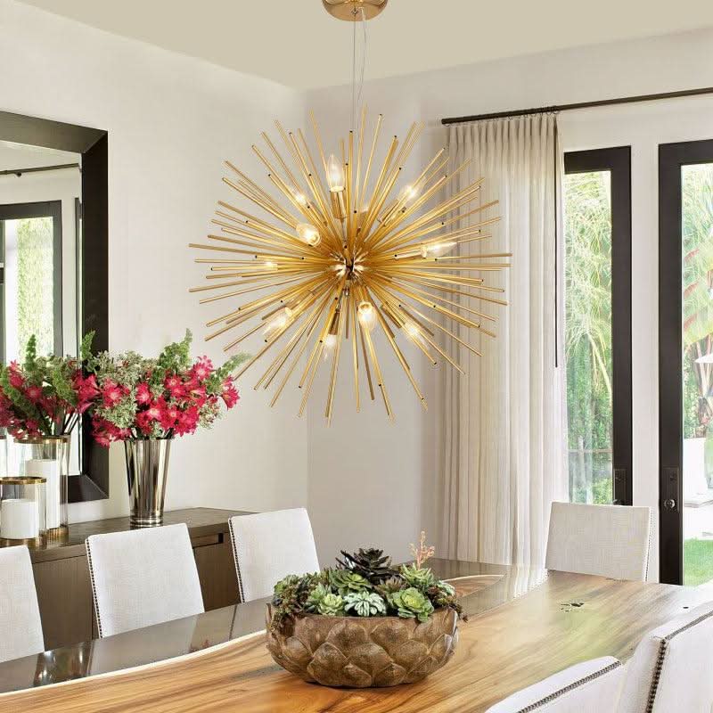 Luminaire Soleil | Rayon d'Or - Designix Lustre 9 Têtes | Diamètre 52cm