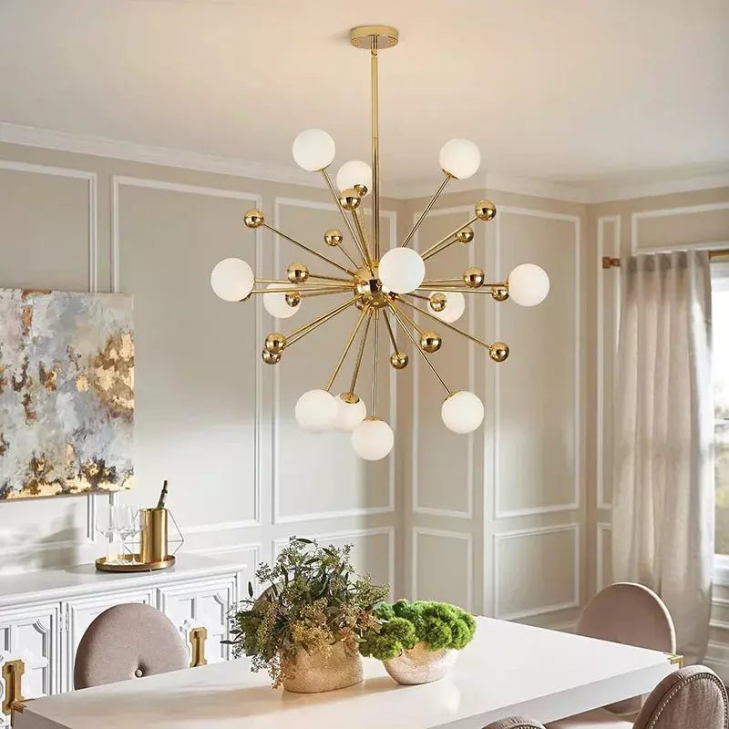 Luminaire Suspension Boule Design | Sphère Éclatante - Designix Lustre 11 Lampes Blanc Chaud