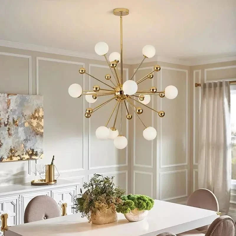 Luminaire Suspension Boule Design | Sphère Éclatante - Designix Lustre 11 Lampes Blanc Chaud