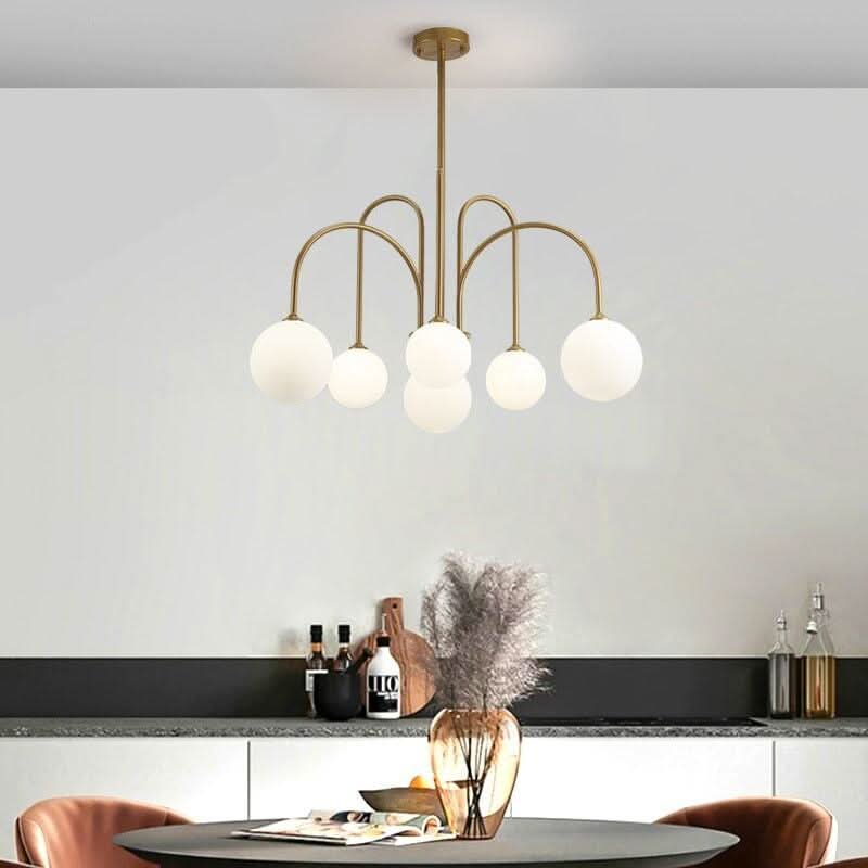 Lustre Boule Doré | Éclat Lévitant - Designix Lustre Noir | 6 Lumières