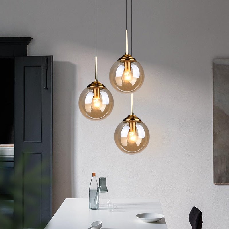 Lustre Boule Verre | Bely - Designix Lustre Or Clair