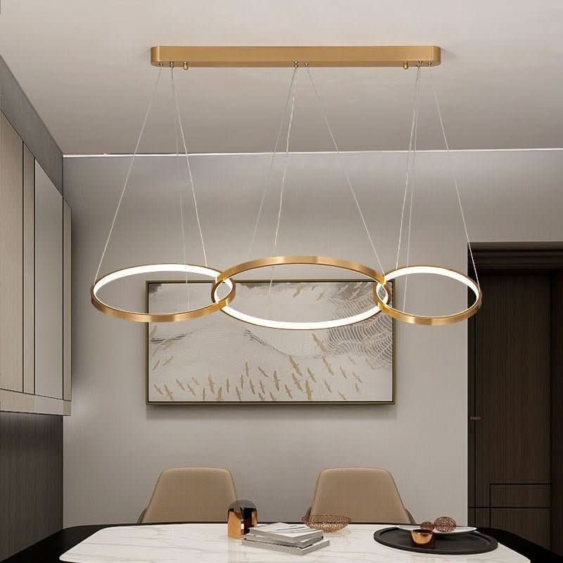 Lustre Design Italien | Kilo - Designix Lustre Or 3 Anneaux