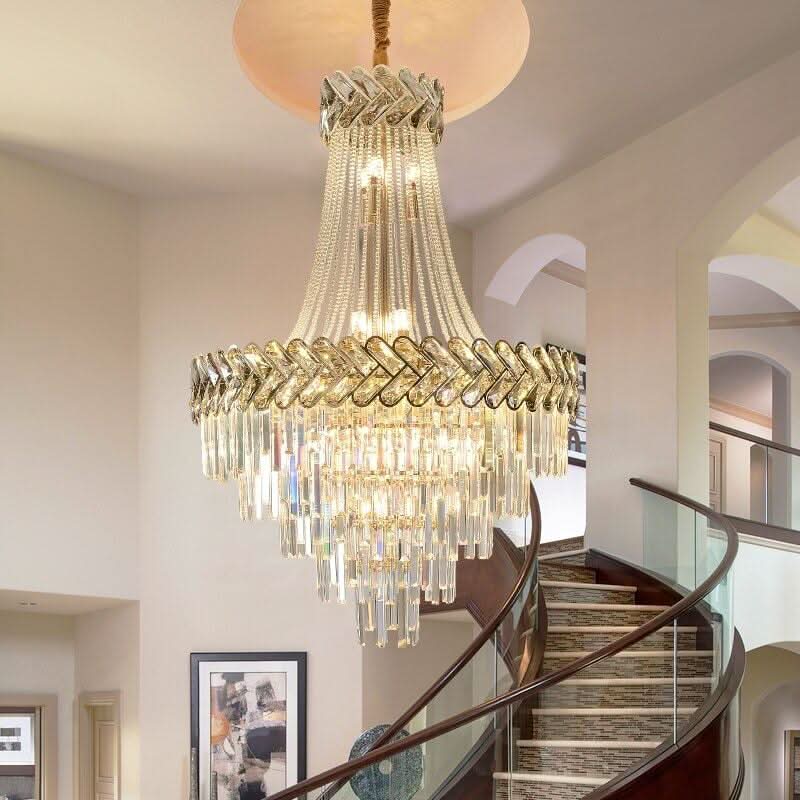 Lustre Escalier Moderne | Éclat Chromatique - Designix Lustre Diamètre 45cm | Hauteur 70cm Blanc Chaud Variable