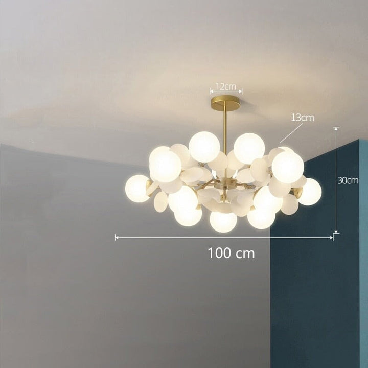 lustre fleurs BouquetCéleste | Designix - Lustre Blanc | 15 Lampes Blanc Chaud  - https://designix.fr/