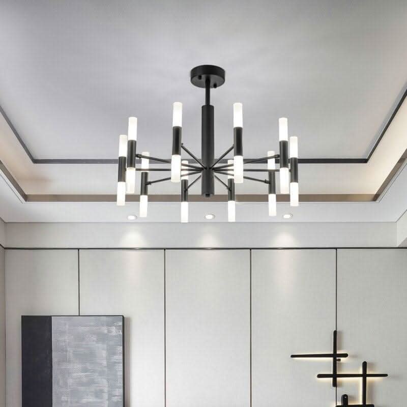Lustre Moderne Salle à Manger | Essence Lumineuse - Designix Lustre Noir | 16 Lumières Blanc Chaud