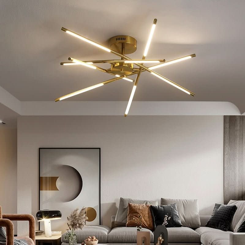 Lustre Moderne Salle à Manger | Nora - Designix Lustre Or 8 Têtes