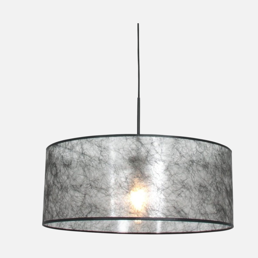 Lustre noir à abat-jour gris sizoflor Qory, lumière tamisée – Designix.fr