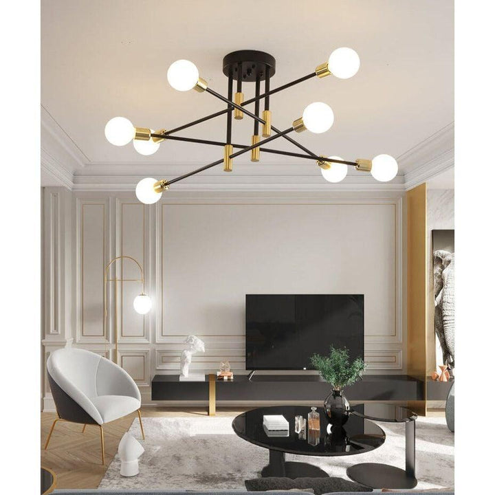 Lustre Plusieurs Ampoules | Lueur Métallique - Designix Lustre Plusieurs Branches 4 Ampoules