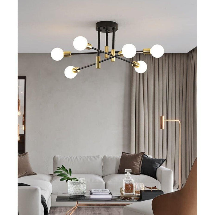 Lustre Plusieurs Ampoules | Lueur Métallique - Designix Lustre Plusieurs Branches 4 Ampoules