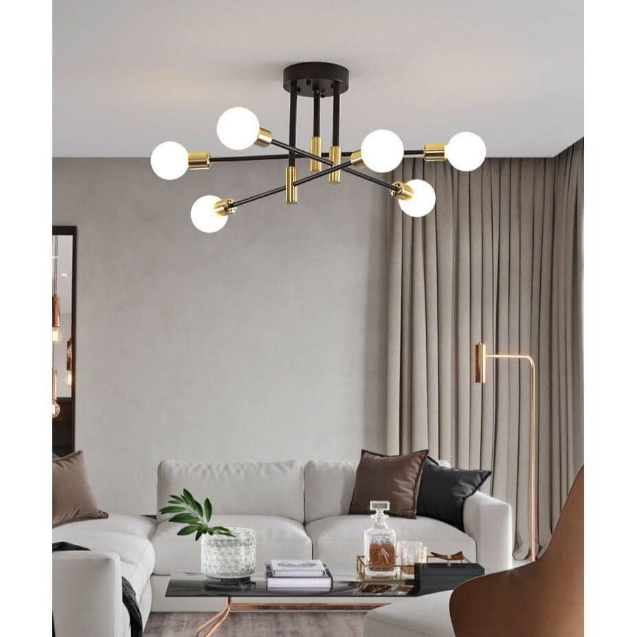 Lustre Plusieurs Ampoules | Lueur Métallique - Designix Lustre Plusieurs Branches 4 Ampoules