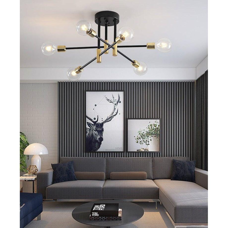 Lustre Plusieurs Ampoules | Lueur Métallique - Designix Lustre Plusieurs Branches 4 Ampoules