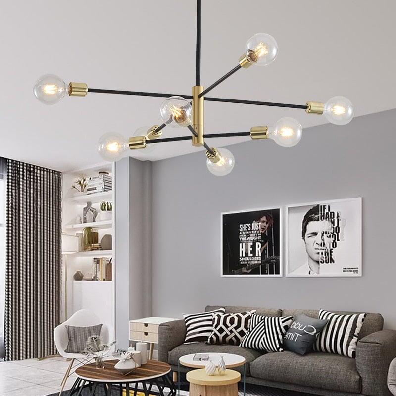 Lustre Plusieurs Ampoules | Lueur Métallique - Designix Lustre Une Branche 8 Ampoules