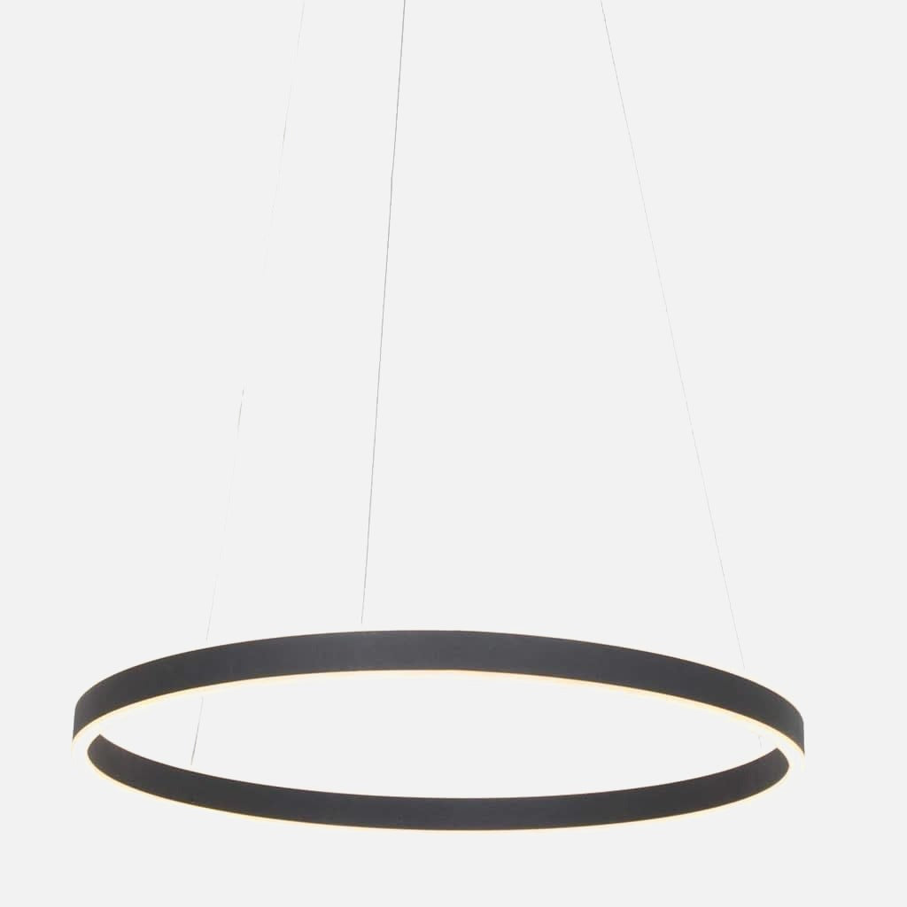 Lustre rond noir LED Ringlux Ø 60 cm, anneau lumineux pour salon et salle à manger