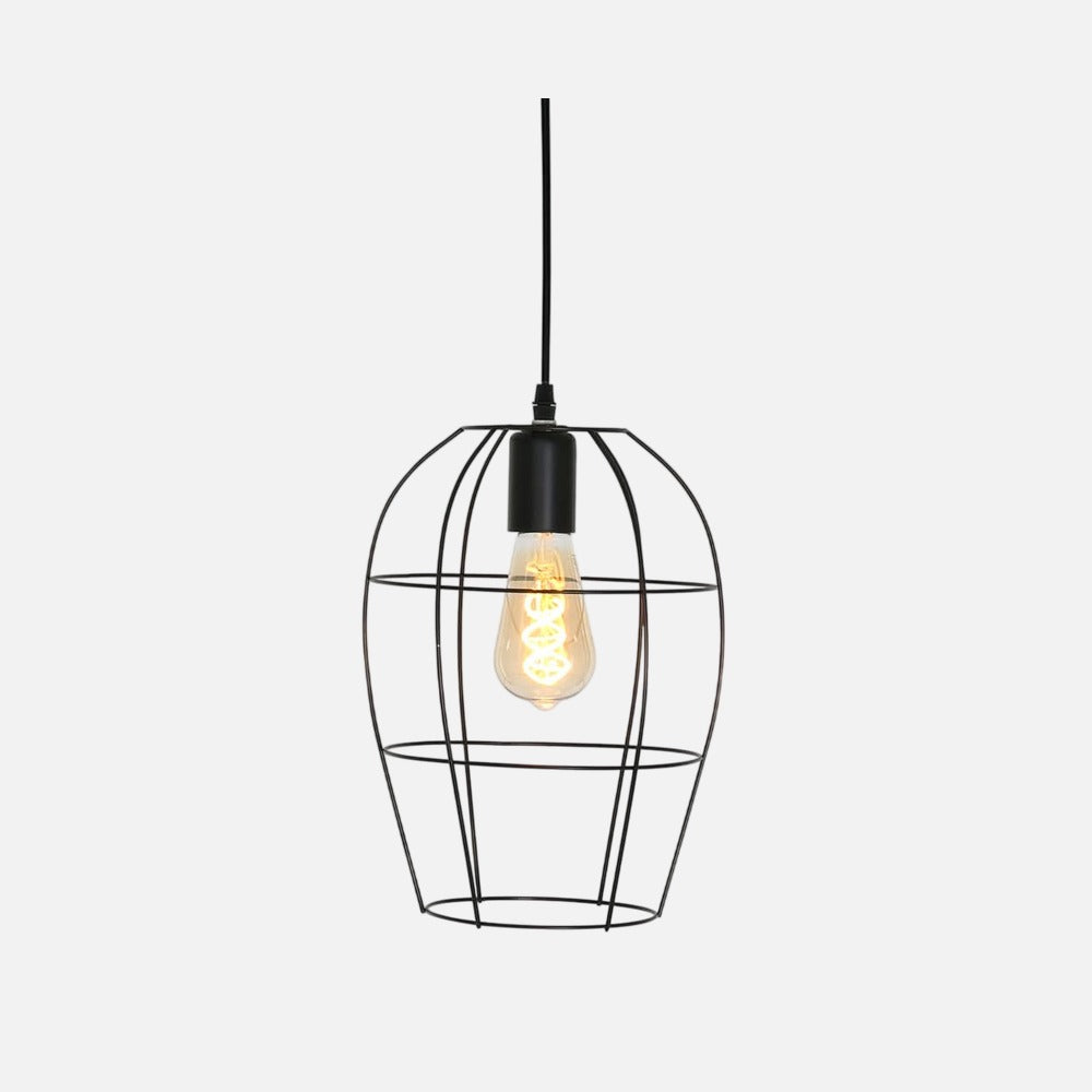Suspension cage noire minimaliste Mexlite avec ampoule filament – Designix.fr