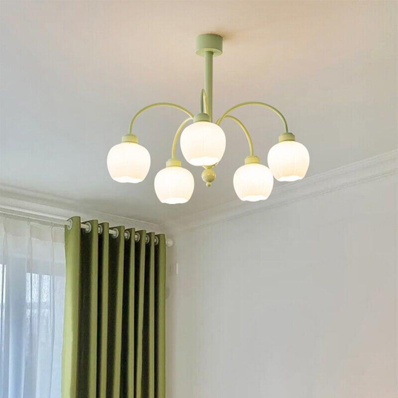Lustre Tulipe | Sphère Brillante - Designix Lustre 5 Ampoules | 67 x 55 cm Blanc Chaud