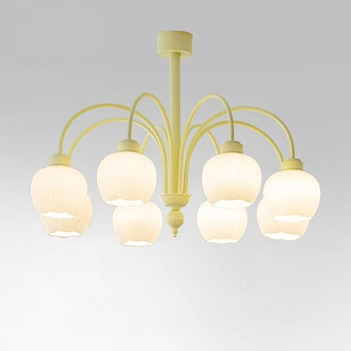 Lustre Tulipe | Sphère Brillante - Designix Lustre 8 Ampoules | 82 x 57 cm Blanc Chaud