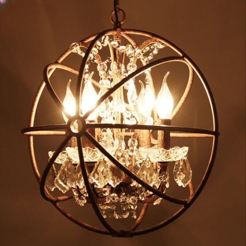 Lustre Vintage Année 70 | Sphère Éclairée - Designix Lustre 4 Lumières